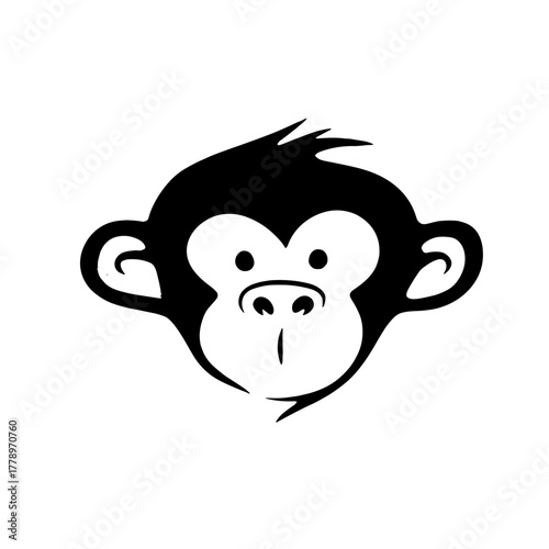 Macaque. Macaque simple black and white line art vector logo