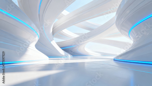Futuristic White and Blue Sci - Fi Space