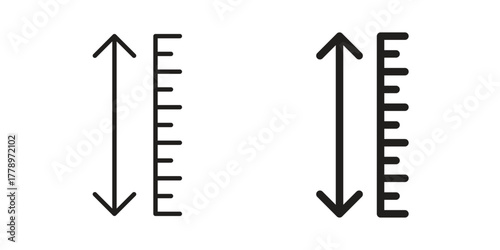 Adjustable height icon doodle set. editable outline stroke vector eps
