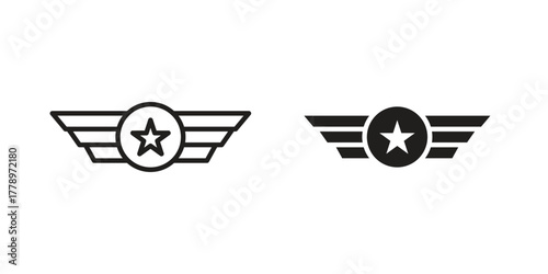 Air force icon doodle set. editable outline stroke vector eps