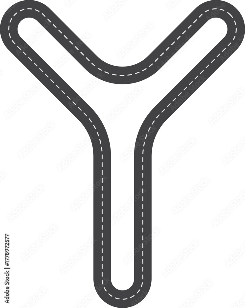Fototapeta premium Race Track in Letter Y Shape, Road Track