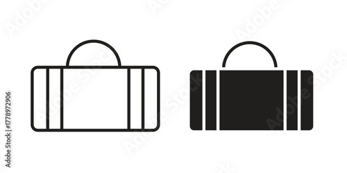 Barrel handbag icon doodle set. editable outline stroke vector eps