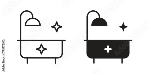 Bathtub cleaning icon doodle set. editable outline stroke vector eps