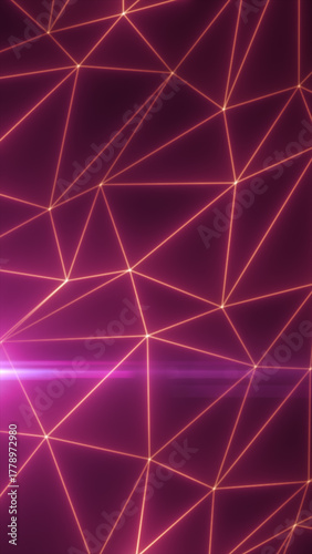 Abstract background with glowing triangular grid lines in orange against a deep purple backdrop