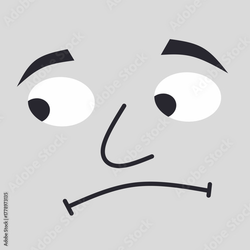 Facial expressions, anxious comic expressions. Doodle smiley mood comic design elements. Emotional comic faces with eyes, mouth, tongue, and teeth.