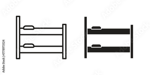 Bunk bed icon doodle set. editable outline stroke vector eps
