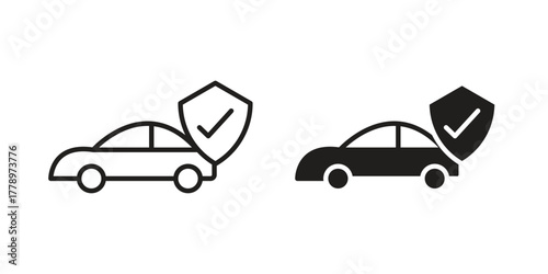 Car insurance icon doodle set. editable outline stroke vector eps