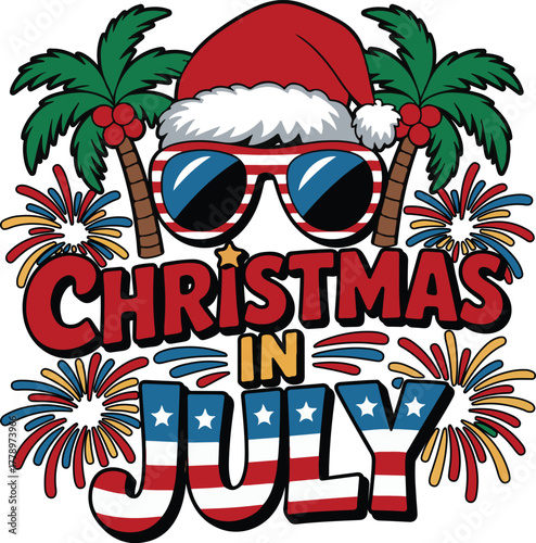 Obraz na płótnie Christmas and 4th of July Celebration Mix Vector