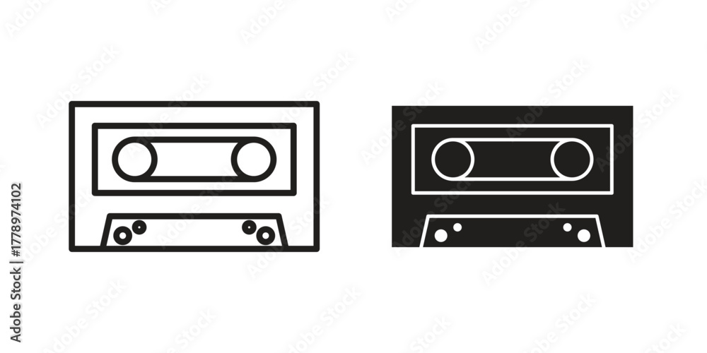 Fototapeta premium Cassette tape icon doodle set. editable outline stroke vector eps