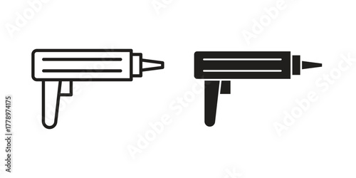 Caulk gun icon doodle set. editable outline stroke vector eps