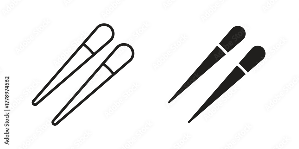 Obraz premium Chopsticks icon doodle set. editable outline stroke vector eps