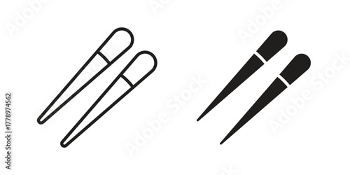 Chopsticks icon doodle set. editable outline stroke vector eps