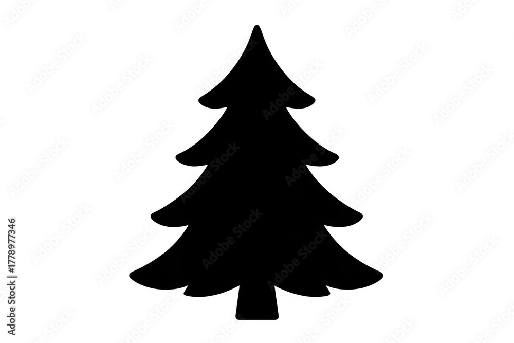 Fototapeta premium Black christmas tree silhouette icon creating a simple holiday symbol for winter celebration design with transparent background