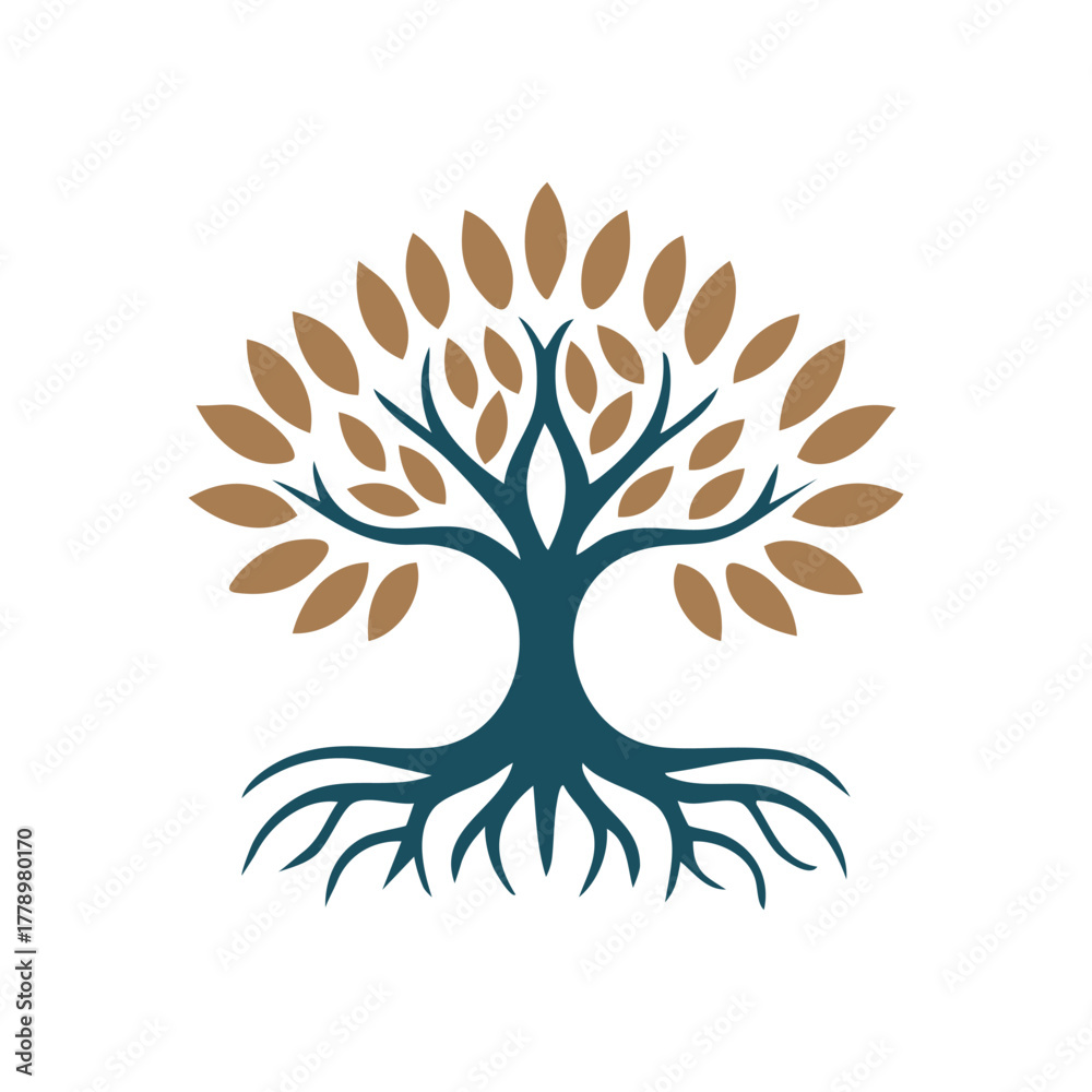 Naklejka premium Rooted Tree of Life Logo Elegant Vector Icon