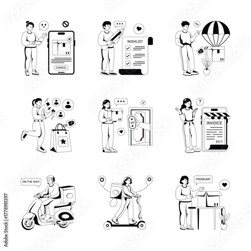 Creatively designed logistics delivery and ecommerce illustration in flat style