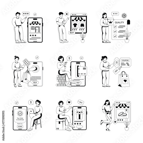 Beautifully designed amazing ecommerce and shopping flat illustrations