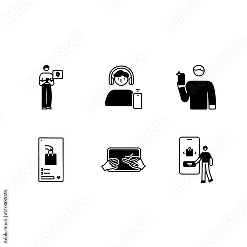 Smartphone Activities Icon set, semi solid style