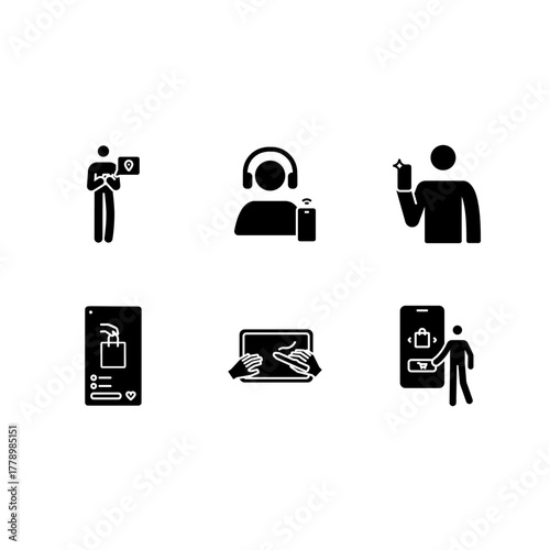Smartphone Activities Icon set, solid style