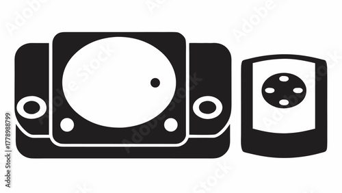 Vintage gaming system vector icon, appealing minimalist design for retro tech enthusiasts and nostalgic design projects, scalable graphic from original eps