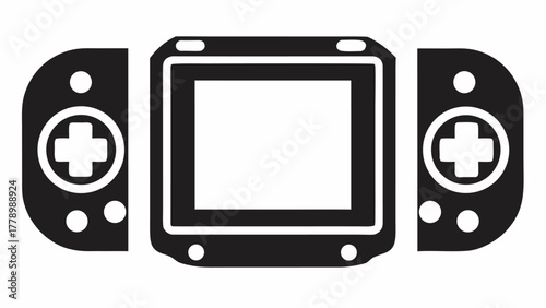 Sleek handheld gaming console icon, perfect for app design, tech blogs, or game development projects, invoking modern gaming and entertainment experiences