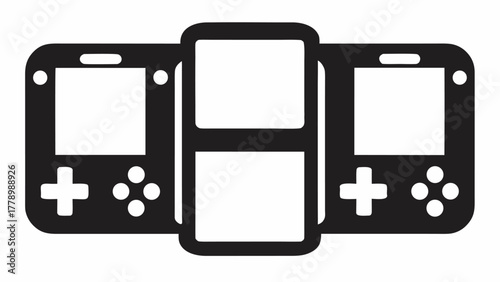 Nostalgic gaming with vintage handheld consoles linked together for retro fun, perfect for tech blogs and gaming history content, now in PNG format