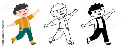 Happy kid boy character isolated vector art illustration
