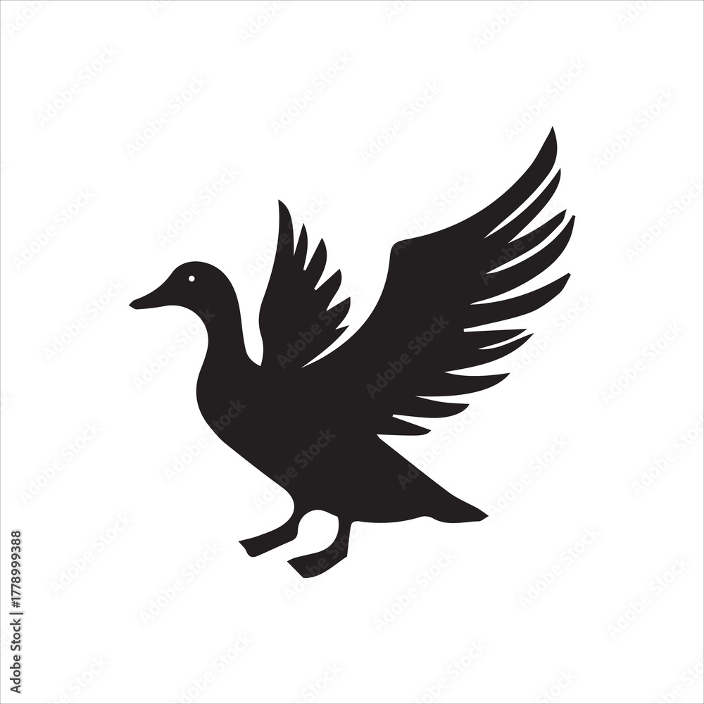 Obraz premium Simple silhouette of a duck walking side profile vector