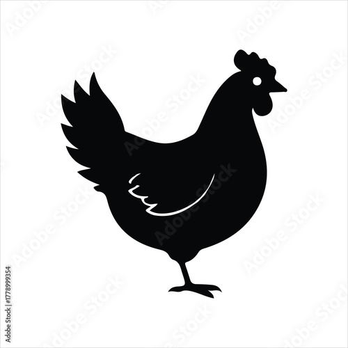 rooster and chicken silhouette vector illustration