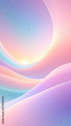 Pastel Abstract Landscape with Sunrise Glow