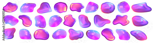 Iridescent 3D liquid blob with futuristic y2k vibe. Smooth purple y2k gradients and flowing liquid depth define this abstract blob art.