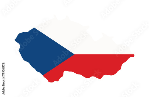 Isolated silhouette of Czech Republic map filled with national flag colors for educational and travel use vector illustration