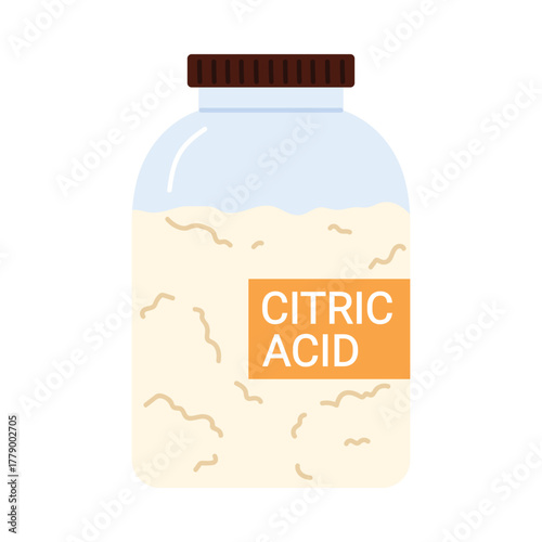 Isolated jar of citric acid powder for eco friendly cleaning and household use vector illustration