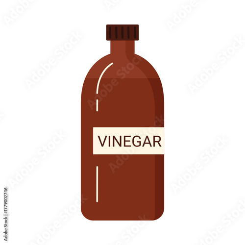 Brown vinegar bottle for eco cleaning on a white isolated background vector illustration