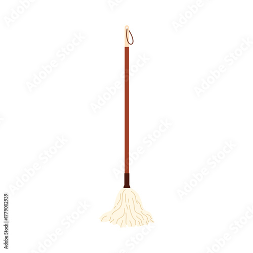 Simple eco cleaning mop tool on white isolated background for home or office vector illustration