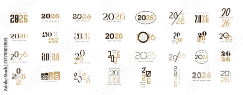 2026 logo concept for calendar, poster, flyer, banner. Modern design for calendar, invitations, greeting cards. Set of new year logo text design. stock illustration	