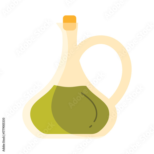 Traditional Italian olive oil bottle isolated on white background for Mediterranean food concepts vector illustration