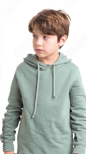 A child sitting between colorful suitcases.