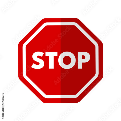 Octagon red stop road traffic sign -  SIMPLE vector icon