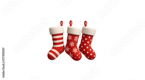 3D Christmas Stockings Hanging Decoration Render