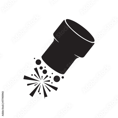 Champagne cork silhouette vector flat illustration design on white background