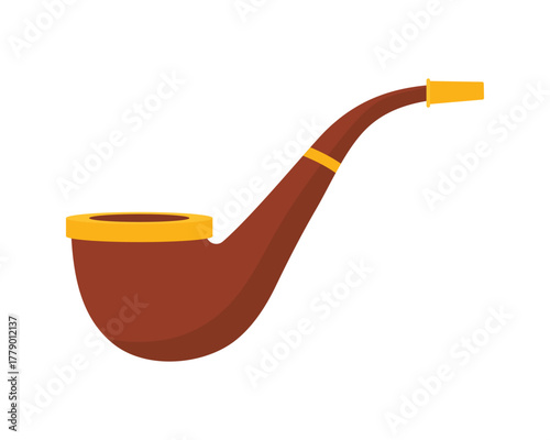 Traditional Irish tobacco pipe with curved stem on white background isolated vector illustration