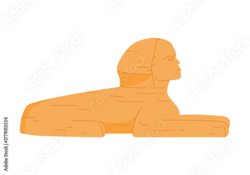 Minimal flat design of the iconic Sphinx from Egypt, isolated on white background vector illustration