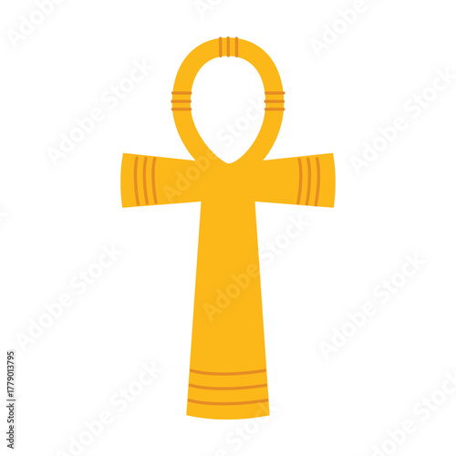Golden ankh cross from ancient Egypt on a white isolated background vector illustration
