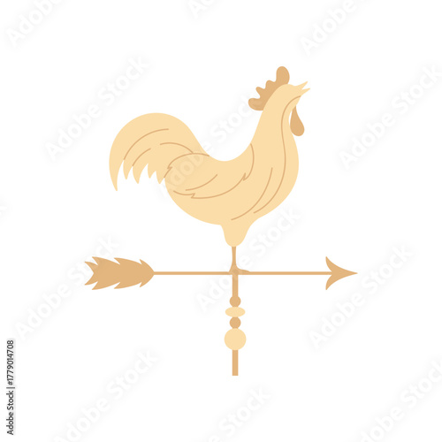 Classic French rooster weather vane isolated on white background for cultural and decorative concepts vector illustration