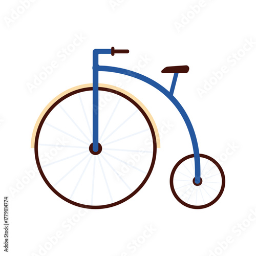 Minimalist isolated drawing of a classic French penny farthing bicycle on white vector illustration