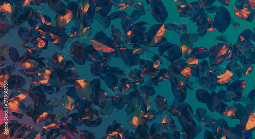 Pattern of dry maple leaves on a colorful background