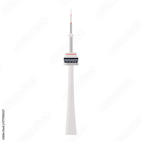 Minimal isolated CN Tower icon representing famous Canadian landmark on white background vector illustration