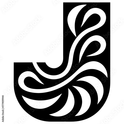 An elegant letter J emblem with graceful feminine contours