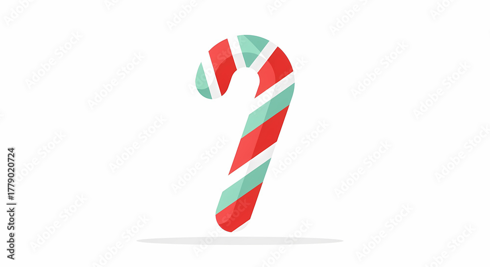 Obraz premium Candy cane decoration in red and green colors on white background 
