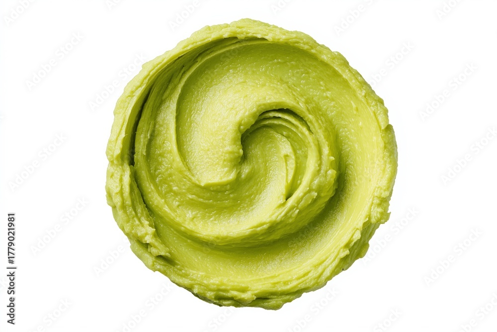 Obraz premium Creamy Avocado Swirl on White Background